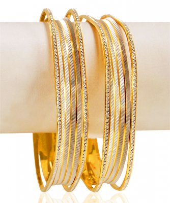 22K Gold Square Bangles (1PCS) ( Two Tone Bangles )