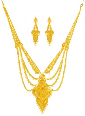 22K Gold Necklace and Earrings Set ( Bridal Necklace Sets )