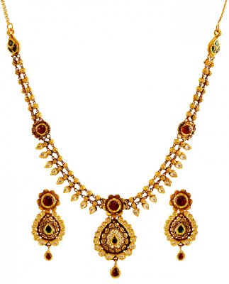 22K Gold Antique Set ( Antique Necklace Sets )