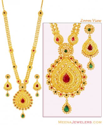 22k Precious Stones Patta Haar ( Bridal Necklace Sets )