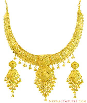 22k Yellow Gold Necklace Set ( 22 Kt Gold Sets )