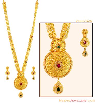 Designer Stones Gold Necklace Set ( Gold Designer Sets )