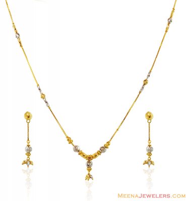 22K Two Tone Necklace Set  ( Light Sets )