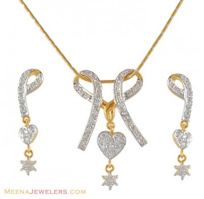 Signity Two Tone Pendant Set ( Fancy Pendant Set )