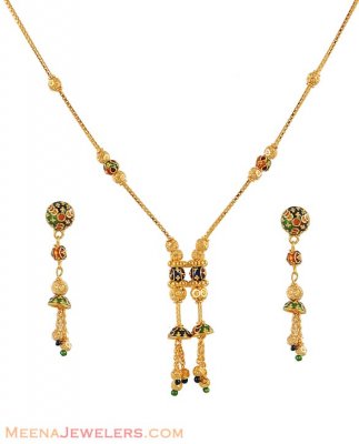 22K Meenakari Necklace Set ( Light Sets )