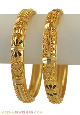 Meenakari Filigree Bangles (22 KT) ( Gold Bangles )