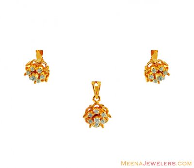 22k Floral Pendant Set ( Fancy Pendant Set )