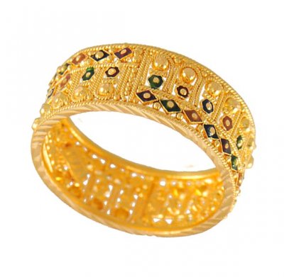 22Kt Meenakari Band ( Ladies Gold Ring )