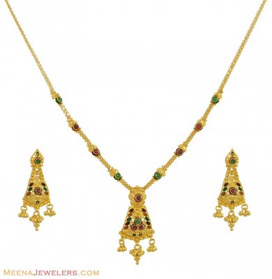 Gold Necklace Set (22K) ( Light Sets )