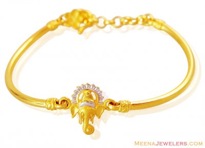 22K Ganpati Baby Bangle Bracelet ( 22Kt Baby Bracelets )