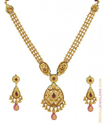 Gold Indian Kundan Set ( Antique Necklace Sets )