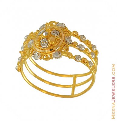 22K Gold Two Tone Ring ( Ladies Gold Ring )