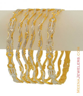 22K Fancy 2 Tone Bangle Set ( Set of Bangles )