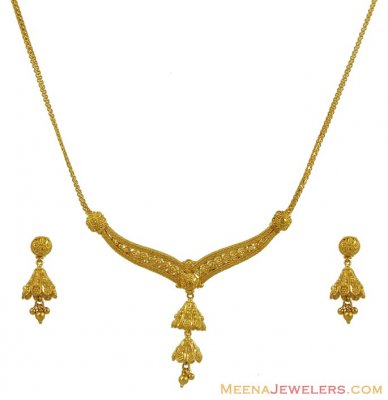 22K Fancy Necklace and Earrings Set ( Light Sets )