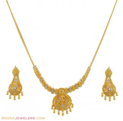 Indian Two Tone Necklace Set (22K) ( Light Sets )