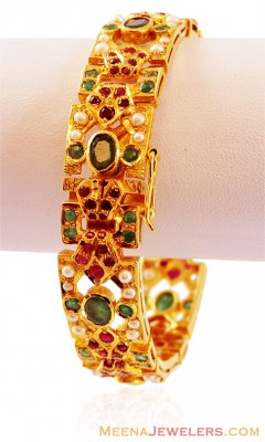 22K Gold Precious Stone Kada ( Precious Stone Bangles )