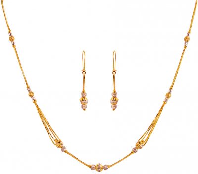 Two Tone 22K Gold Necklace Set  ( Light Sets )