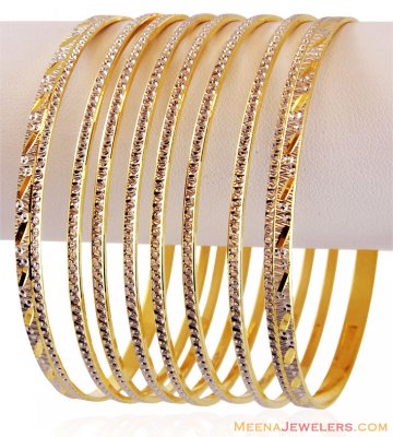 22K Two Tone Bangles Set(8 Pcs) ( Two Tone Bangles )