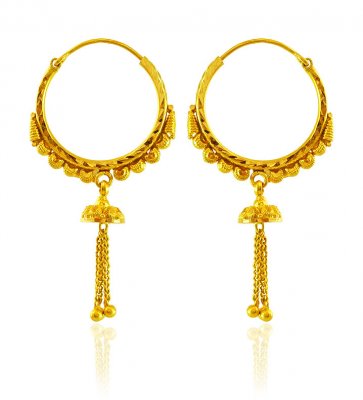 22K Fancy Hoop Earrings ( Hoop Earrings )