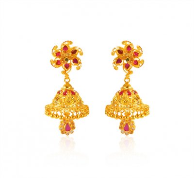 22kt Gold Designer Earrings ( 22Kt Gold Fancy Earrings )