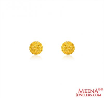 22 Kt Gold Earrings with Filigree  ( 22 Kt Gold Tops )