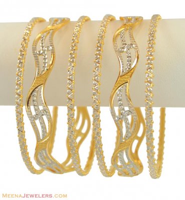 22K Exclusive Bangles Set(6 Pcs) ( Two Tone Bangles )