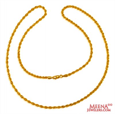 Mens Rope Chain 22 kt 18 Inchs ( Plain Gold Chains )