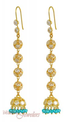 Gold Long Fancy Earrings ( Long Earrings )
