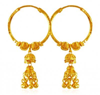 22K Yellow Gold Bali  ( Hoop Earrings )