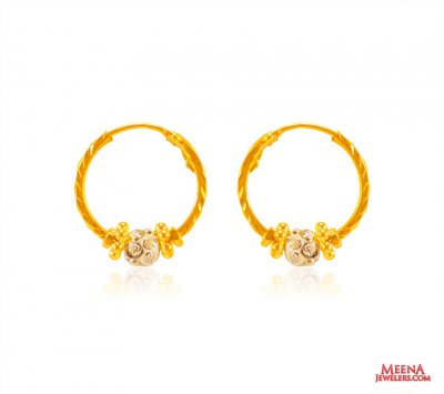 22 Kt Gold Fancy Hoops for Girl ( Hoop Earrings )