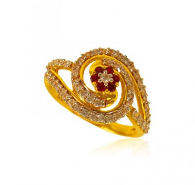 22Kt Gold Cubic Zircon Ring ( Ladies Signity Rings )