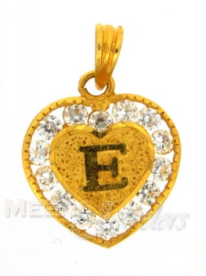 22Kt Gold Pendant with Initial(E) ( Initial Pendants )