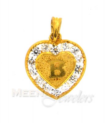 22Kt Gold Pendant with Initial(B) ( Initial Pendants )