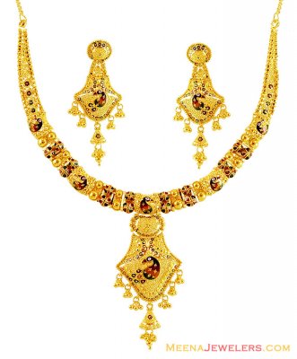 Beautiful Peacock Necklace Set 22k  ( 22 Kt Gold Sets )