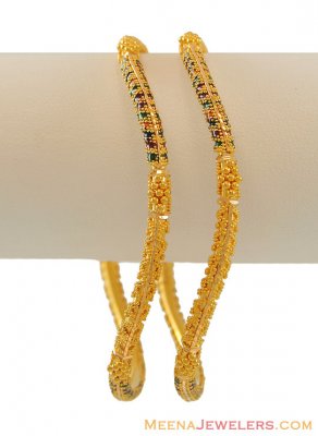 22Kt Meenakari Gold Bangles(2 pcs) ( Gold Bangles )