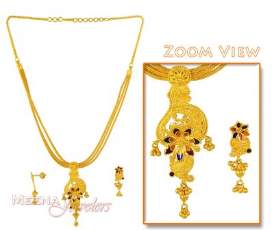 Designer Necklace with MeenaKari ( 22 Kt Gold Sets )