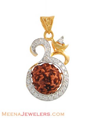 22k Gold Om Pendant with Rudraksh  ( Om Pendants )