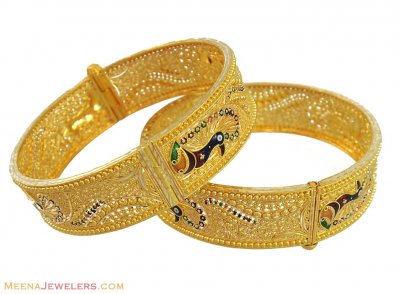 22k Meenakari Peacock Kadas(2 Pcs) ( Kadas )