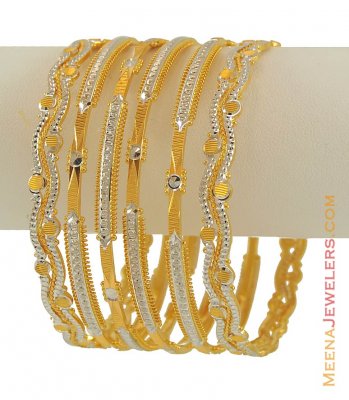 22k Designer Rhodium Finish Bangles  ( Set of Bangles )