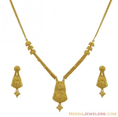 Fancy Indian Necklace Set (22K Gold) - StLs10243 - 22k Gold Designer ...