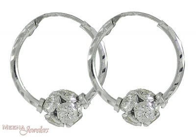 18Kt Gold Hoop ( White Gold Earrings )