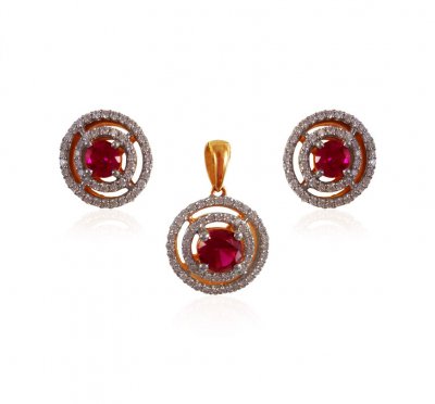 18karat Gold Diamond Pendant Set ( Diamond Pendant Sets )