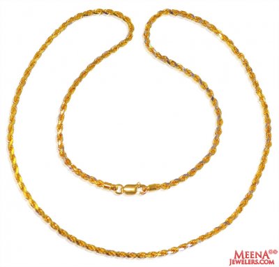 22K Gold Two Tone Rope Chain ( Plain Gold Chains )