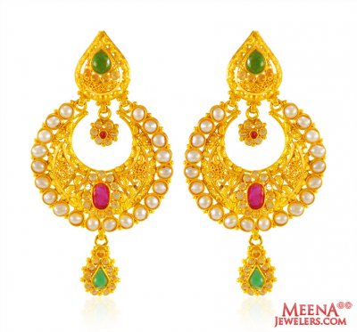 22KT Gold Chandbali Earrings ( Long Earrings )