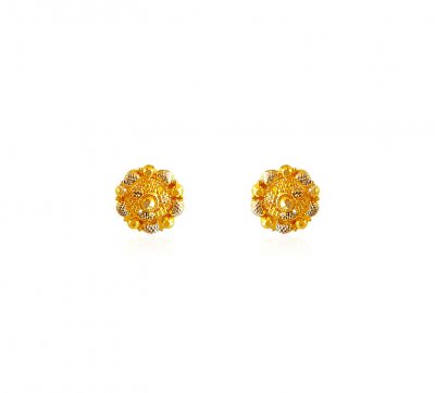 22k Baby Two Tone Earrings ( 22 Kt Gold Tops )