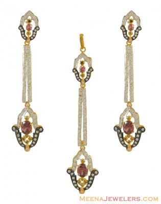 22Kt Gold CZ Pendant Set ( Fancy Pendant Set )