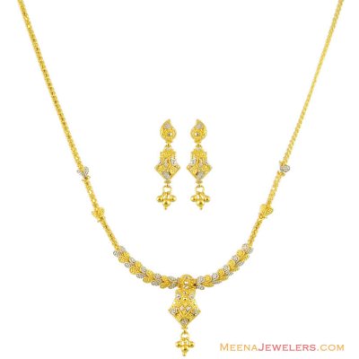 Indian Rhodium Necklace Set (22K) ( Light Sets )