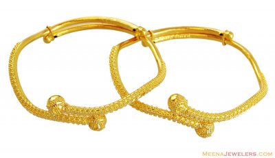 22K Gold Wavy Designer Baby Bangles ( Baby Bangles )