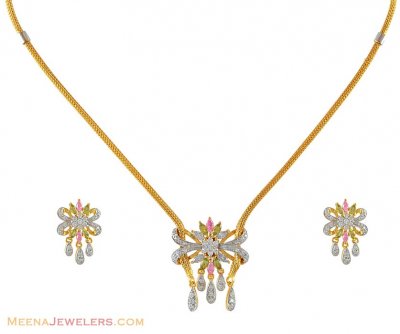 22kt Gold Signity Necklace Set ( Gold Designer Sets )