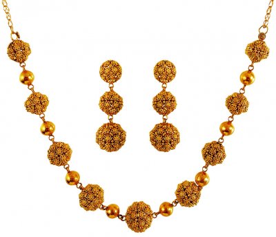 22KT Gold Antique Necklace Set ( Antique Necklace Sets )